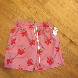 Petals and Peacocks small pink butterfly swim short trunks